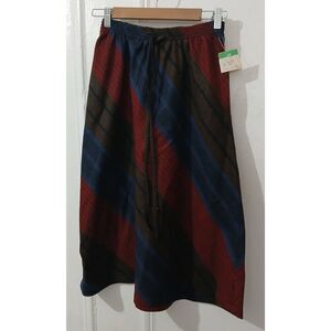 Vintage Copley square UNION MADE womens small ITALIAN WOOL Red blue midi skirt